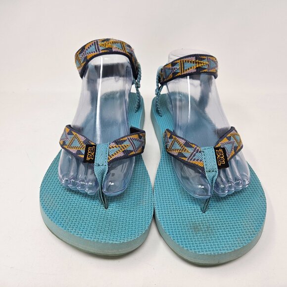 Teva Womens Size 10 Light Blue Aztec Original Ankle Strap Thong Sandals 1003986 - Picture 5 of 13